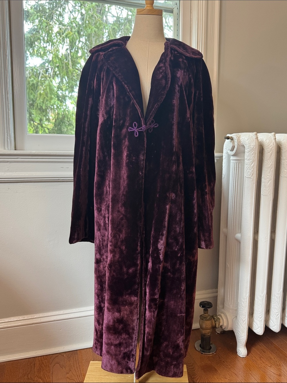 Vintage Plum Velvet Long Coat
